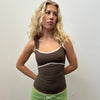 Brown Fitted Sports Tank Top - Size S