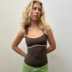 Brown Fitted Sports Tank Top - Size S
