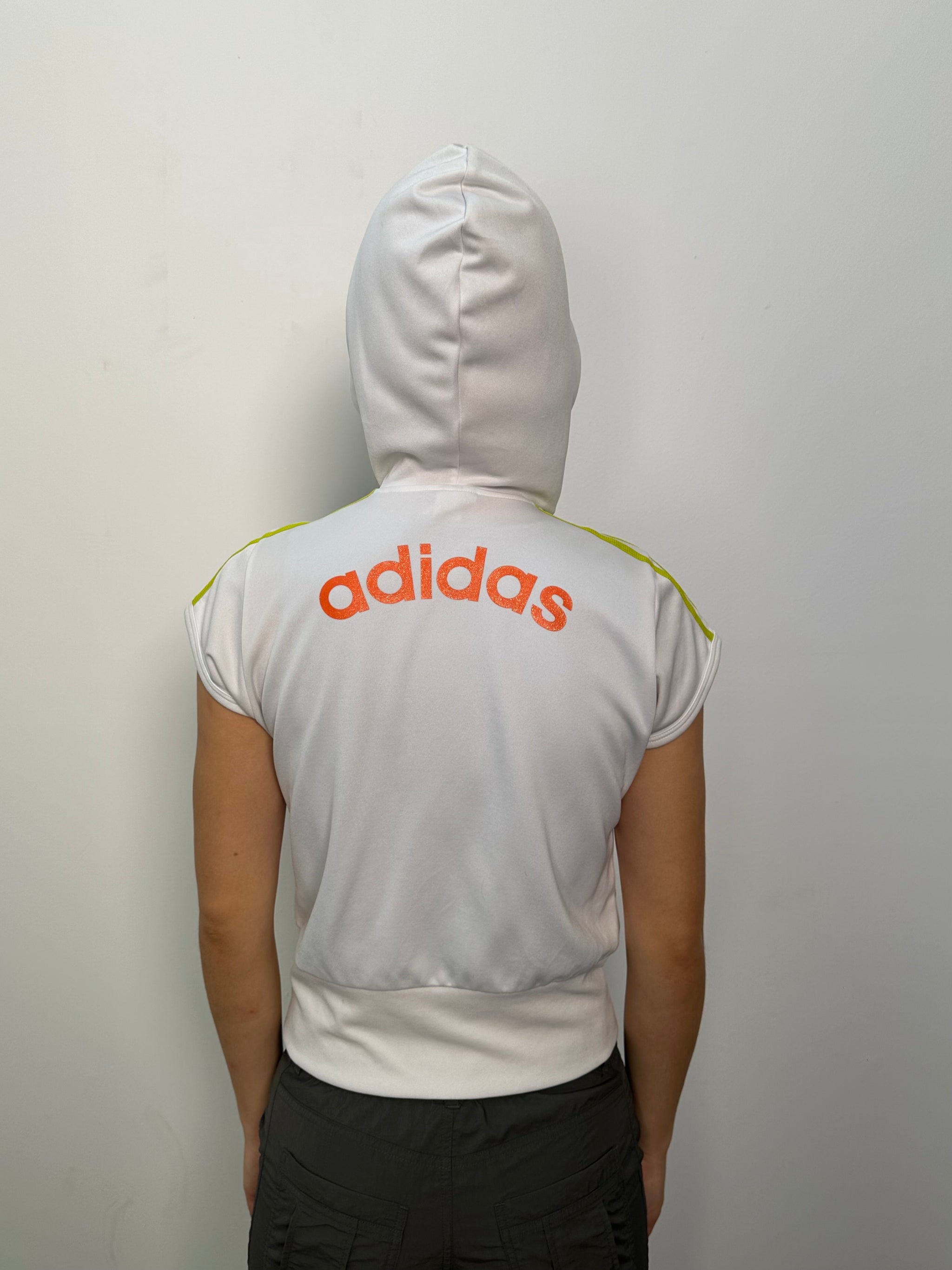Adidas White Hooded Zip up - Size S