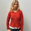 Orange Flower Print Knitted Jumper - Size M