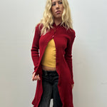 Red Ribbed Maxi Cardigan - Size M