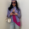 Lilac Snake Print Faux Leather Moto Jacket - Size S