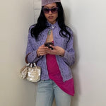 Lilac Snake Print Faux Leather Moto Jacket - Size S