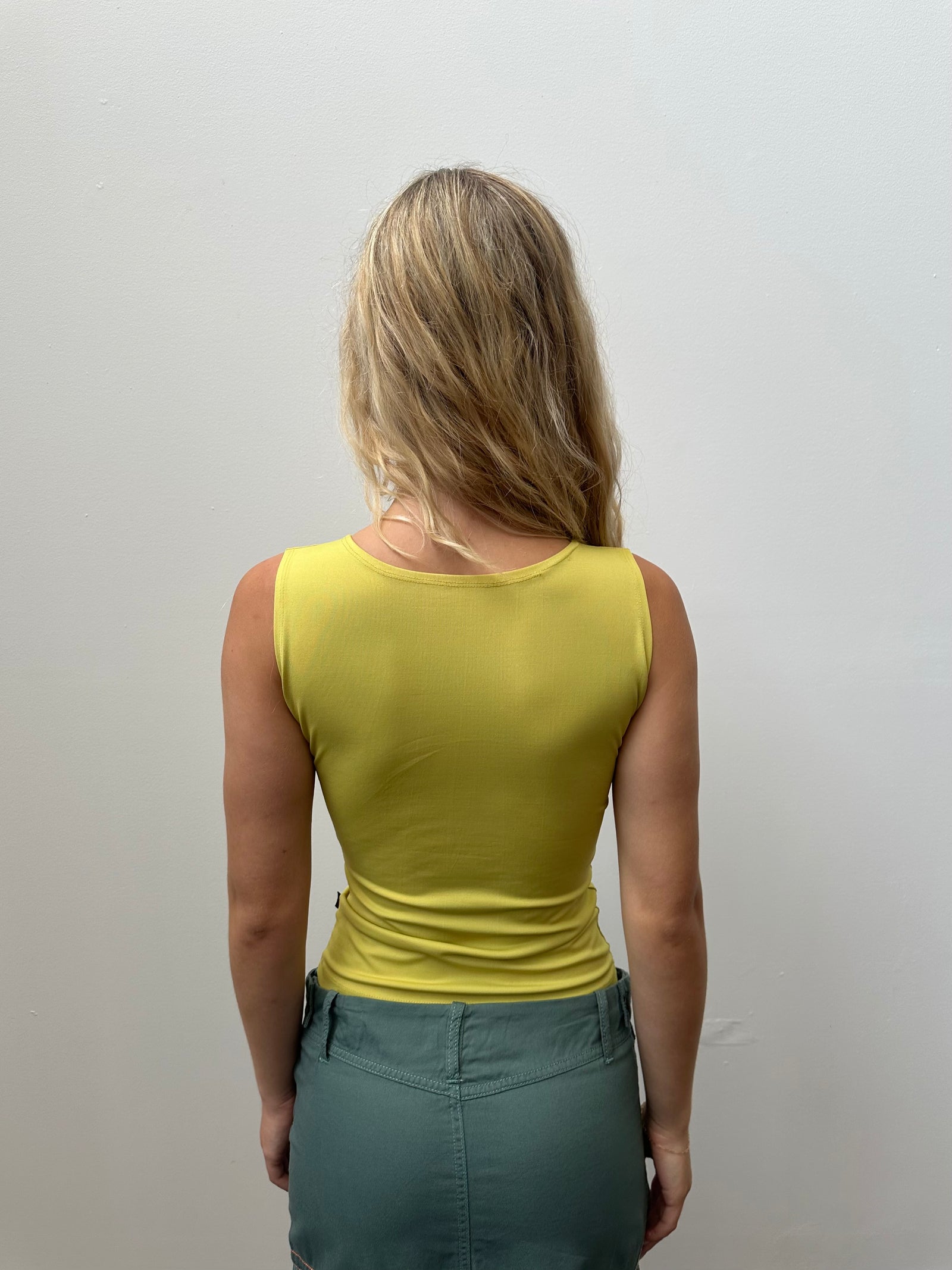Y2K Brazil Print Chartreuse Tank Top - Size S