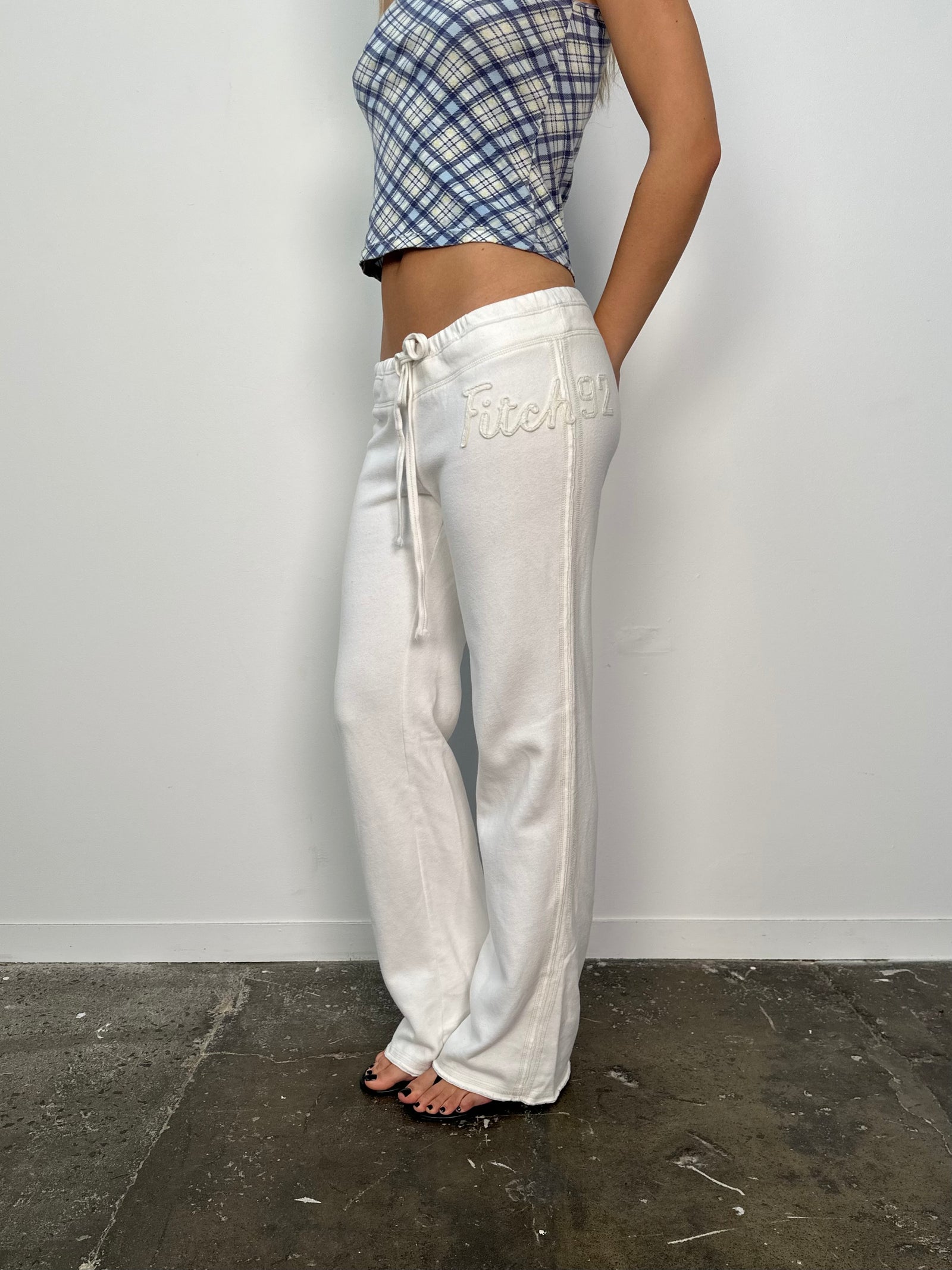 Abercrombie & Fitch White Flared Track Pants - Size M