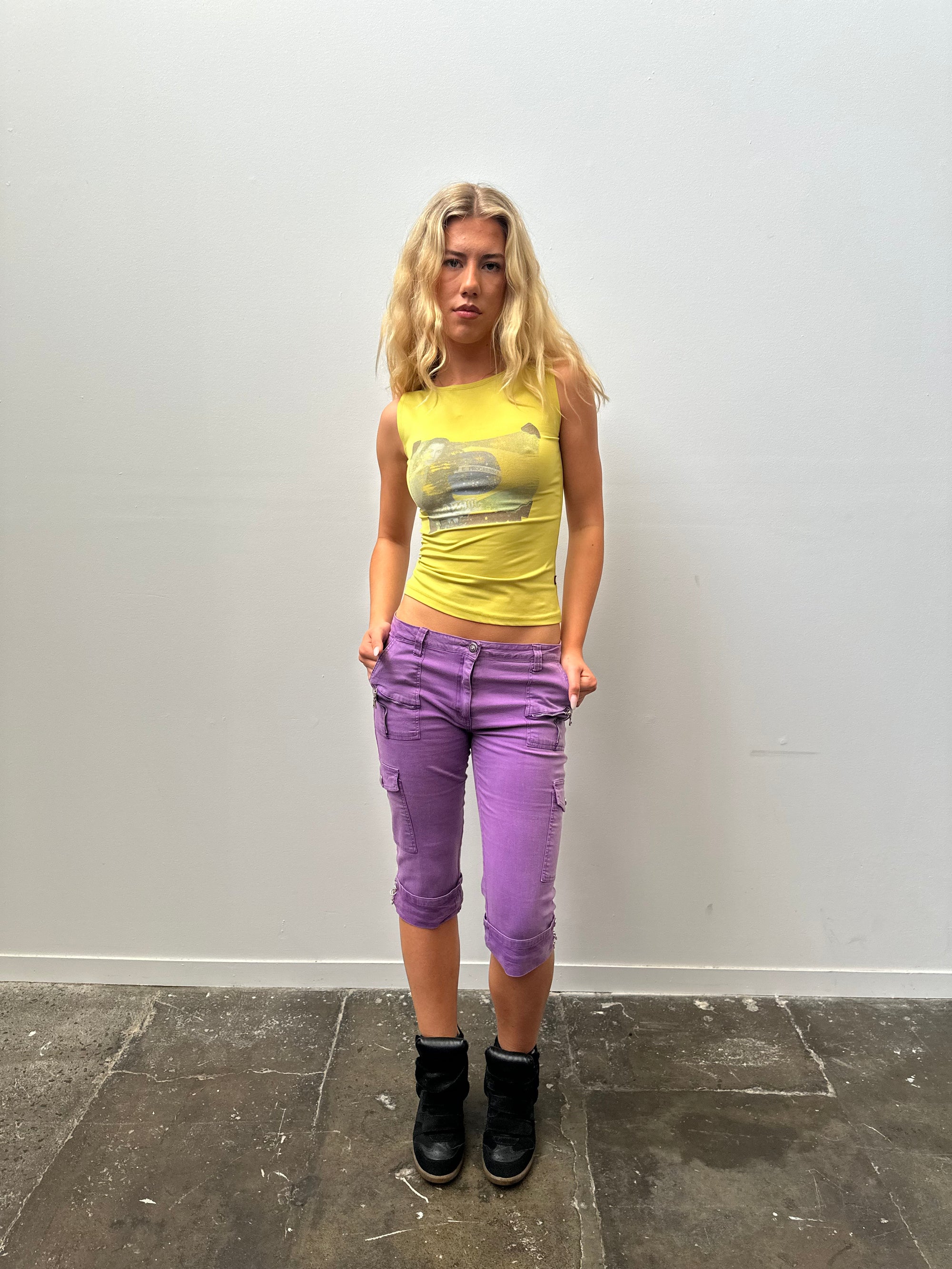 Lilac Cargo Capris - Size S