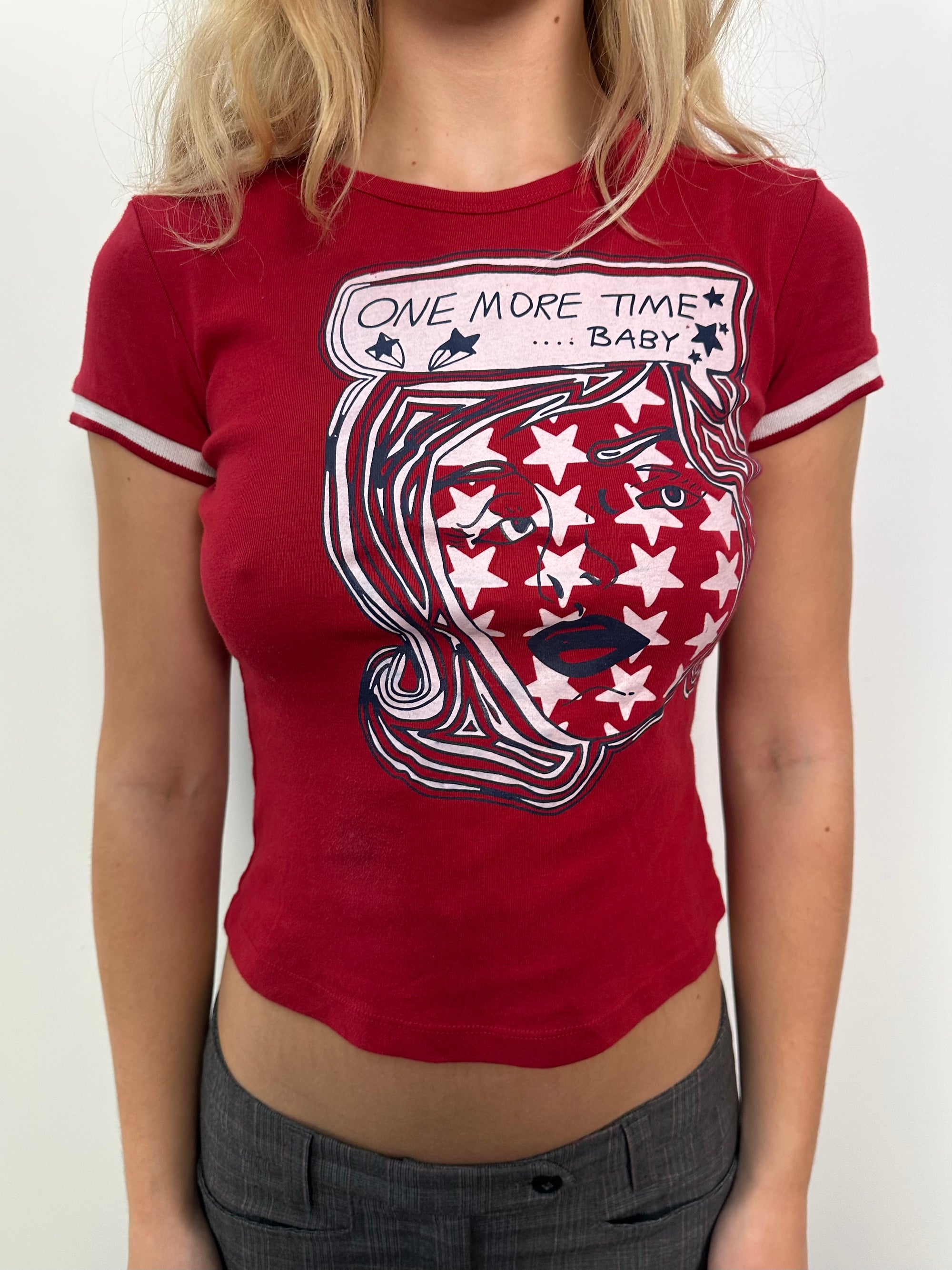 Red Graphic 'One More Time Baby" Baby-T - Size S