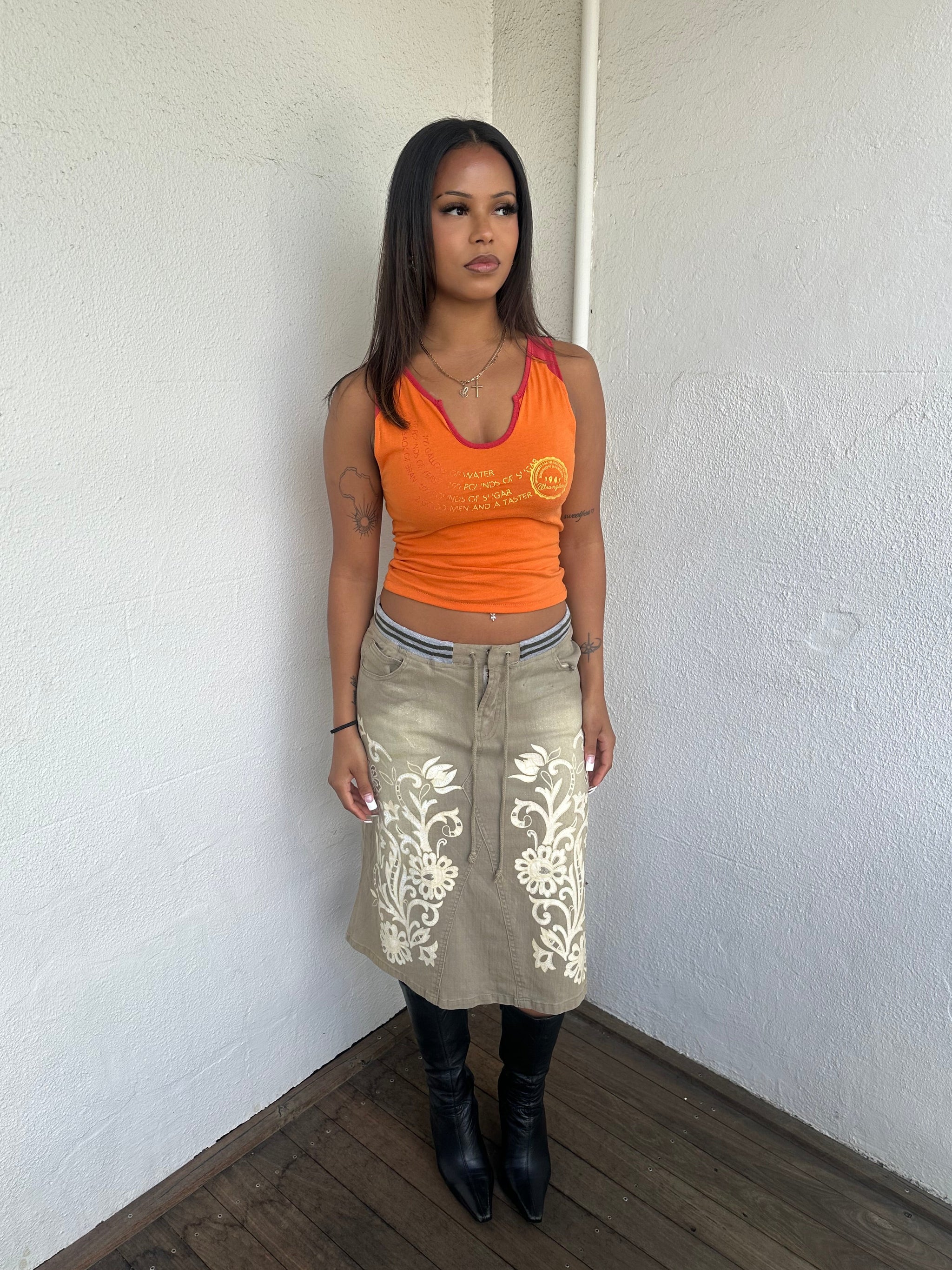 Wrangler Orange & Red Printed Graphic Tank Top