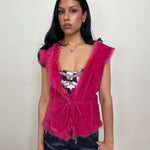 Hot Pink Faux Fur Gilet - Size M