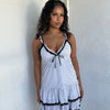 White & Black Polkadot Mini Dress - Size S