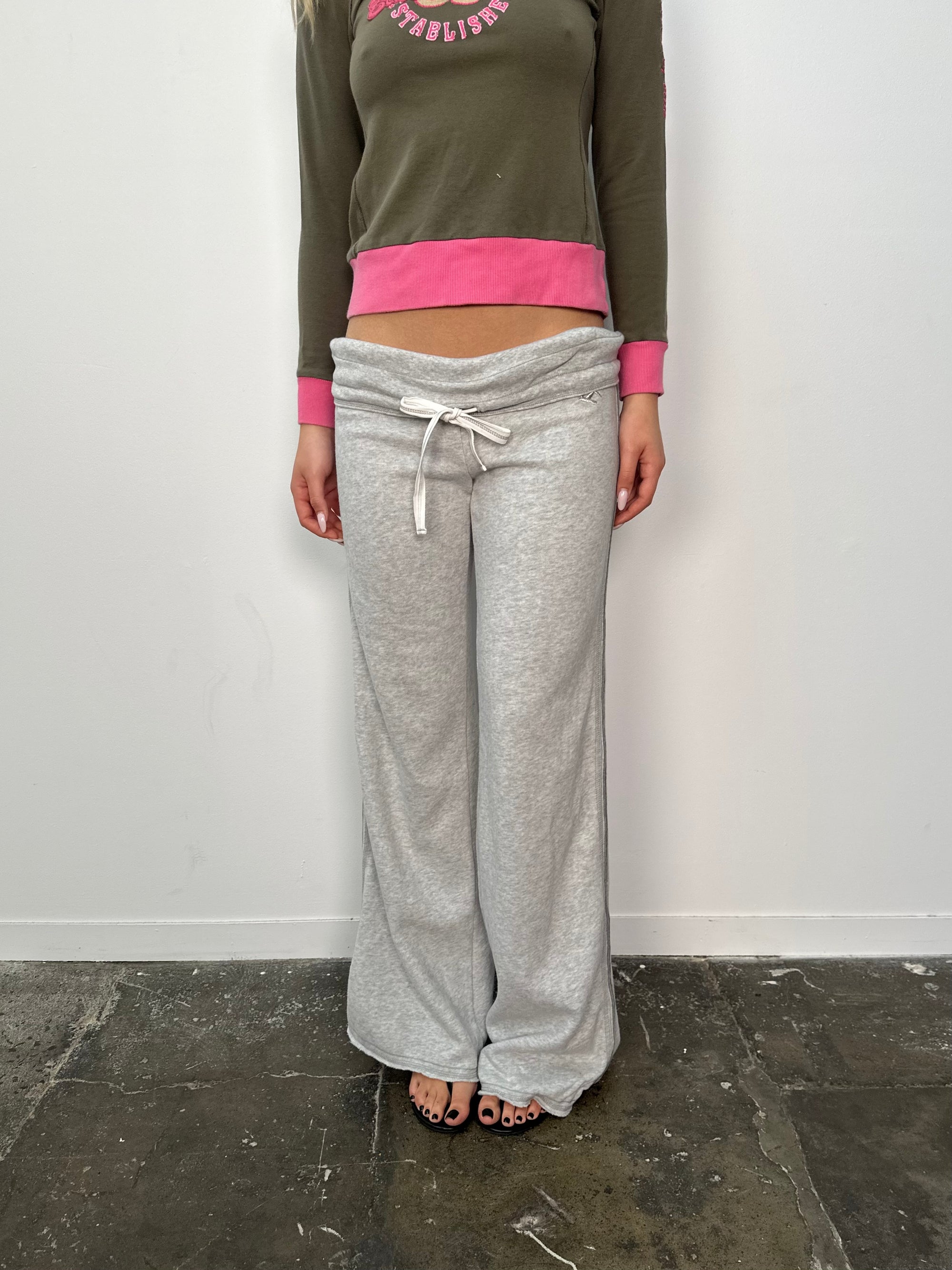 Holister Grey Foldover Track Pants - Size L