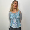 Baby Blue Lace Hook & Eye Cardigan - Size S