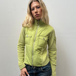Lime Green Double Zip Fleece Jacket - Size S