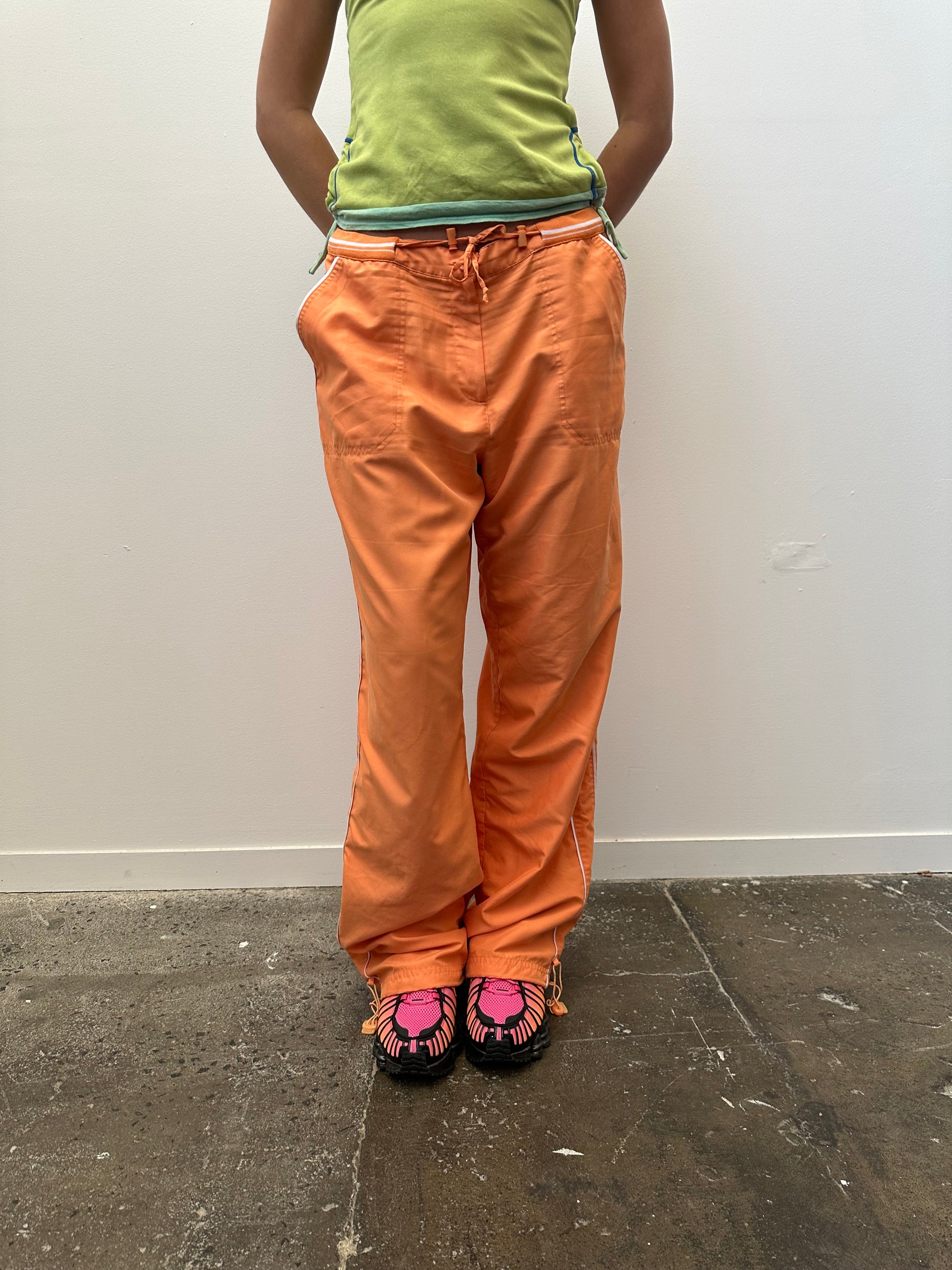 Orange Toggle Hem Track Pants - Size M