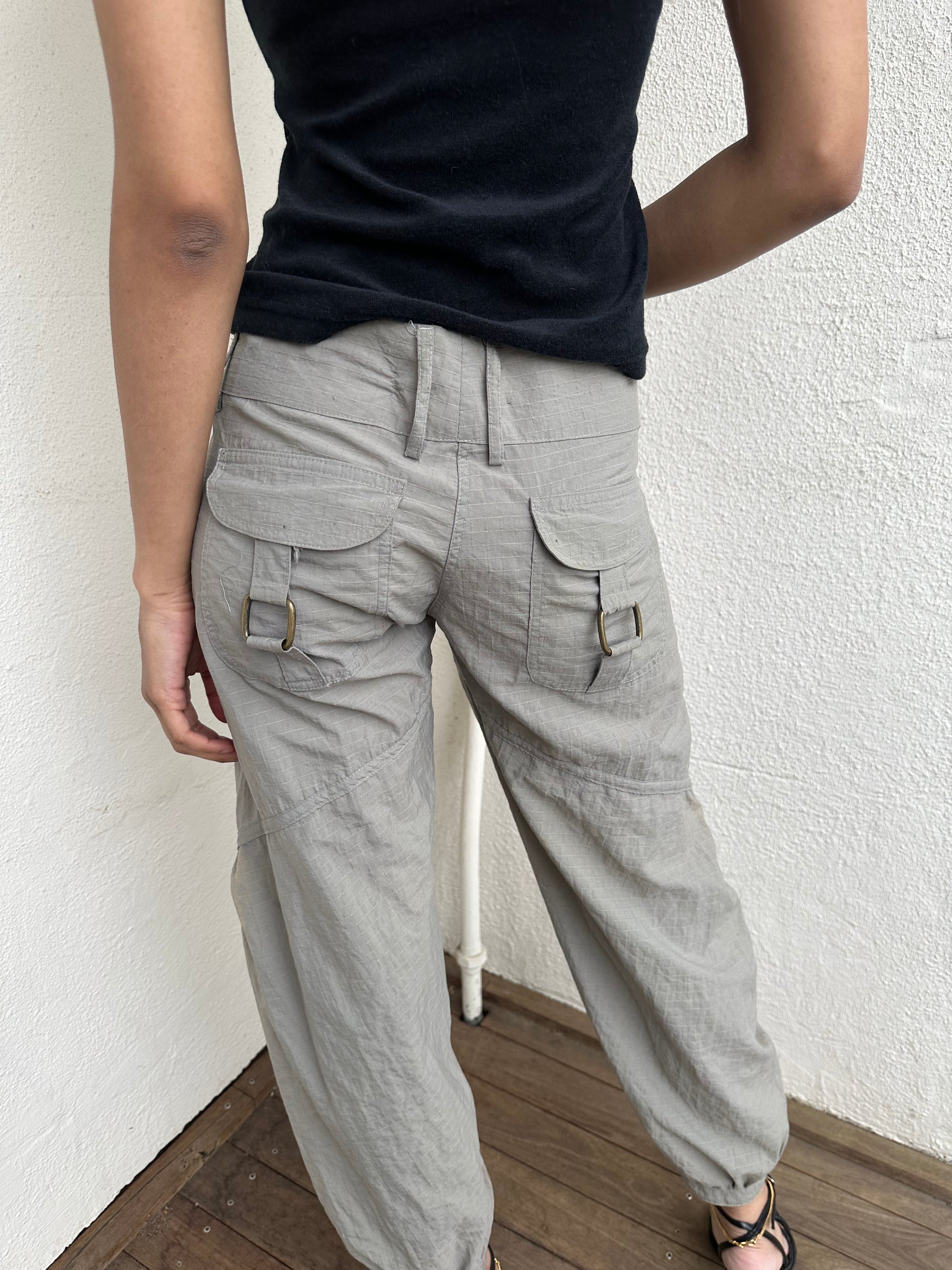 Light Grey Y2K Cargo Pants - Size S