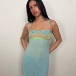 Turquoise & Green Mesh Slip Dress - Size S