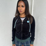 Roxy Navy Velour Zip Up Hoodie