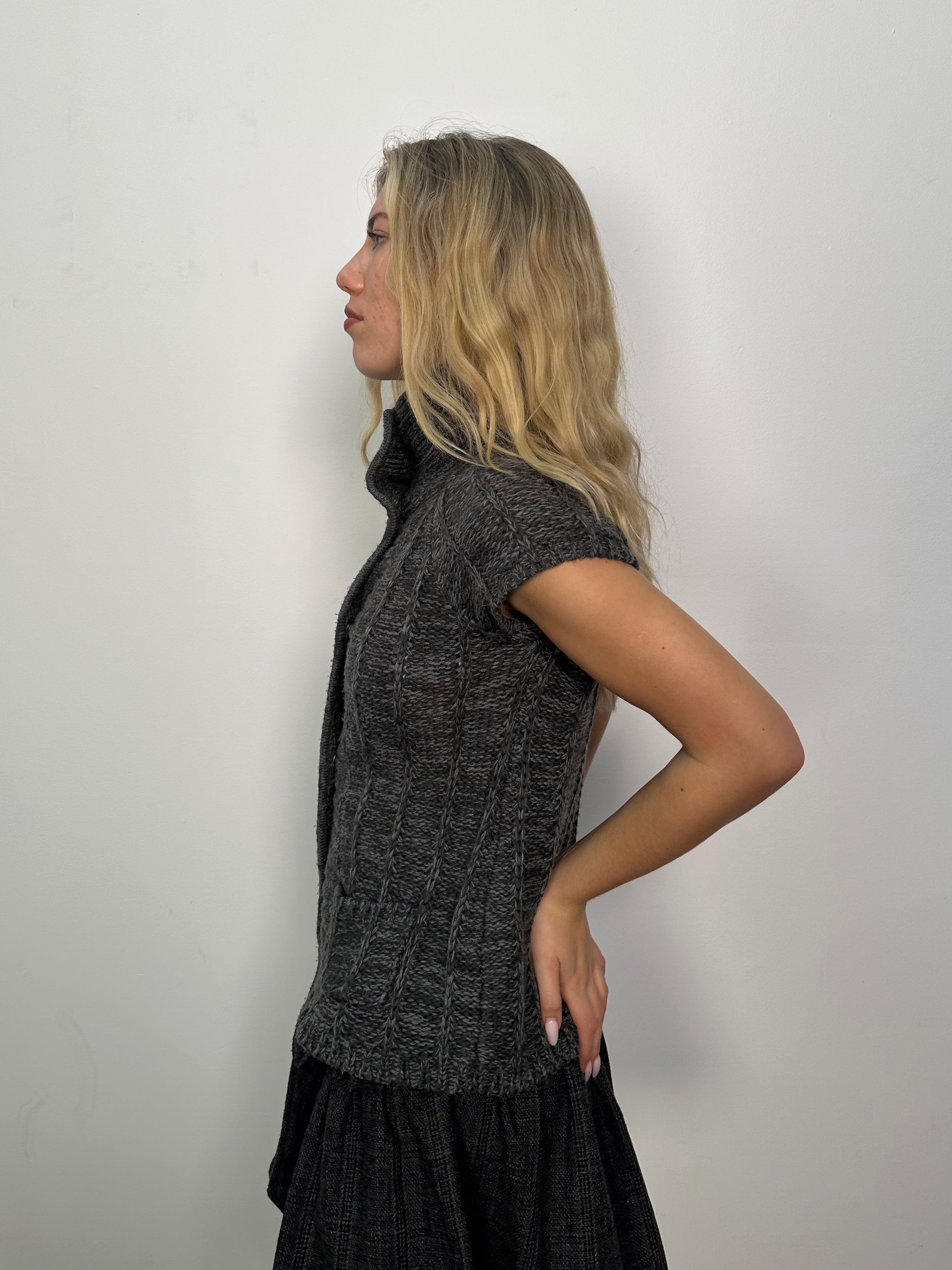 Charcoal Grey Button Top Cardigan -Size S