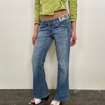 Miss Me Turquoise Studded Low-rise Bootcut Jeans - Size S