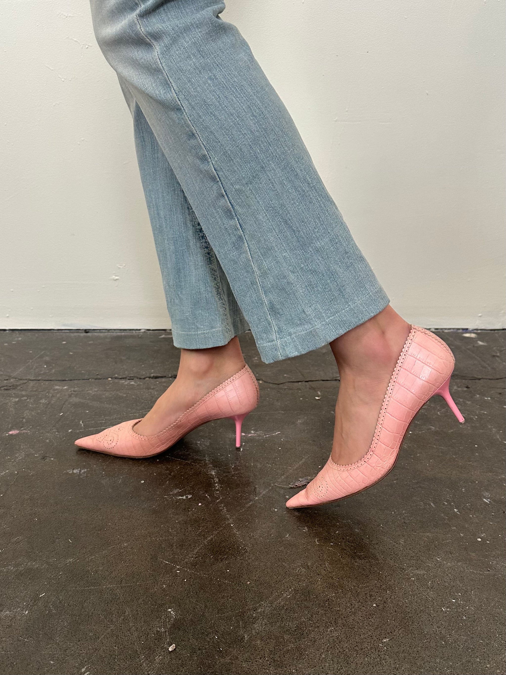 René Caovilla Baby Pink Kitten Heels - Size EU 39