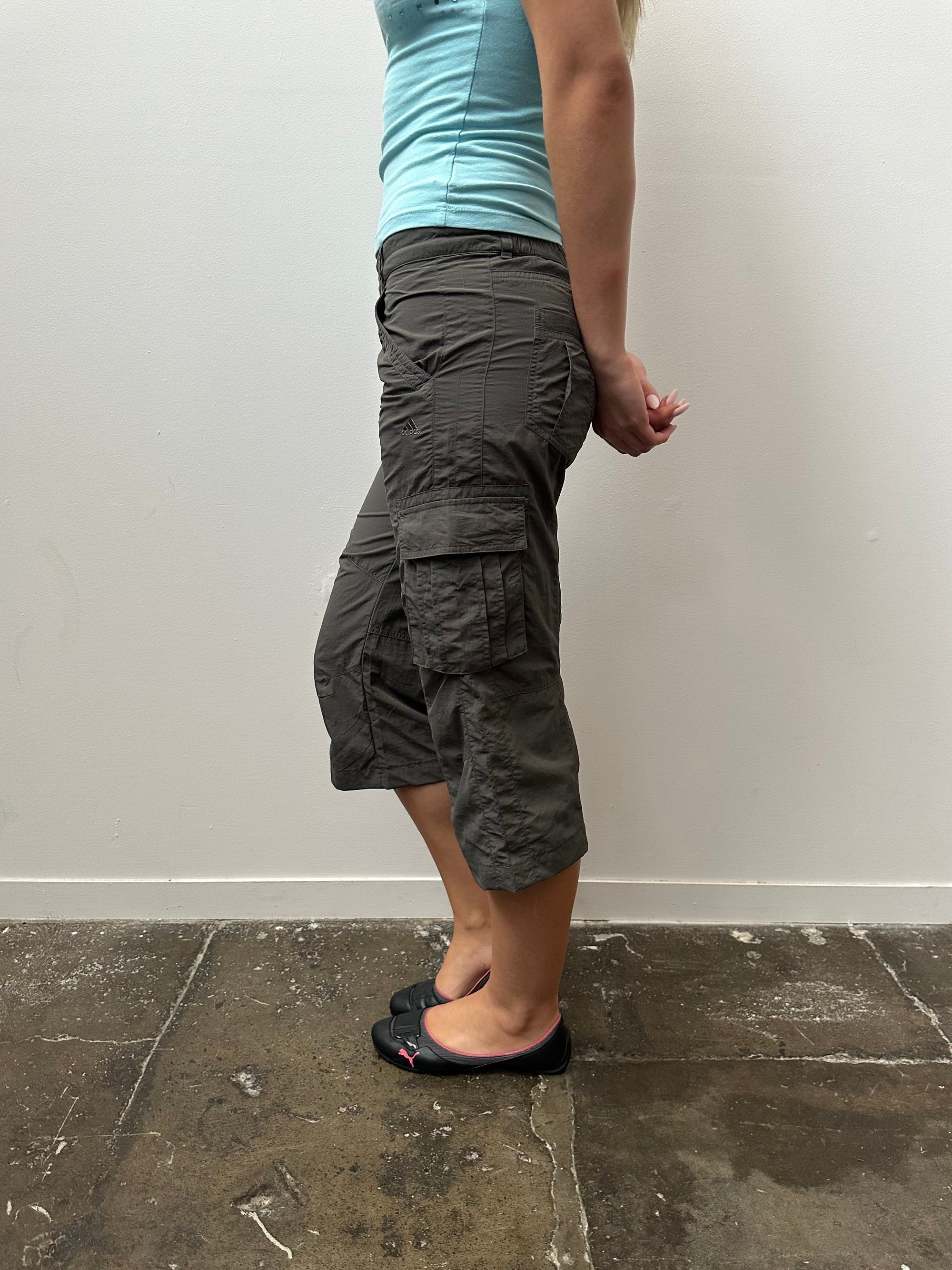 Adidas Grey Capri Cargo Pants - Size S