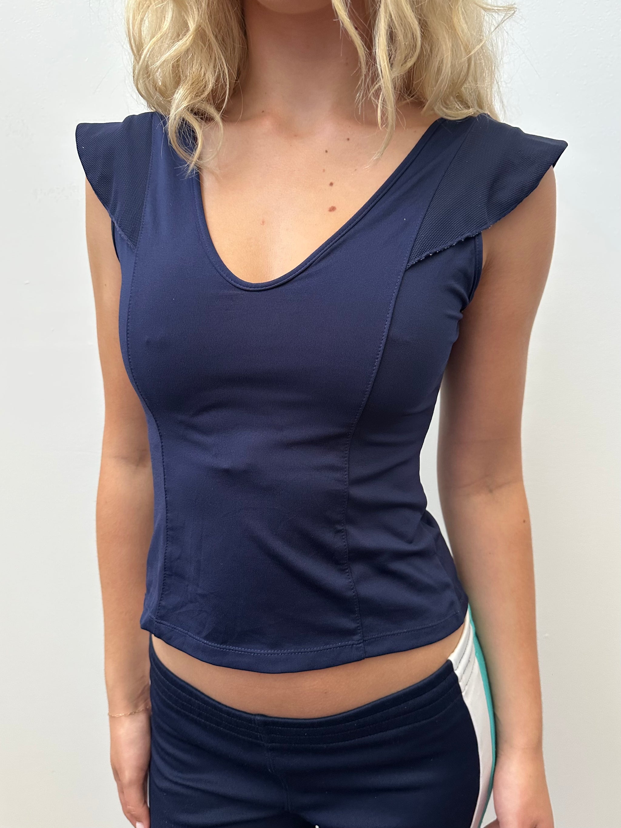 Navy Cap Sleeve Sport T-Shirt - Size S