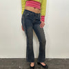 Rhinestoned Dark Wash Mid-rise Bootcut Jeans - Size XS