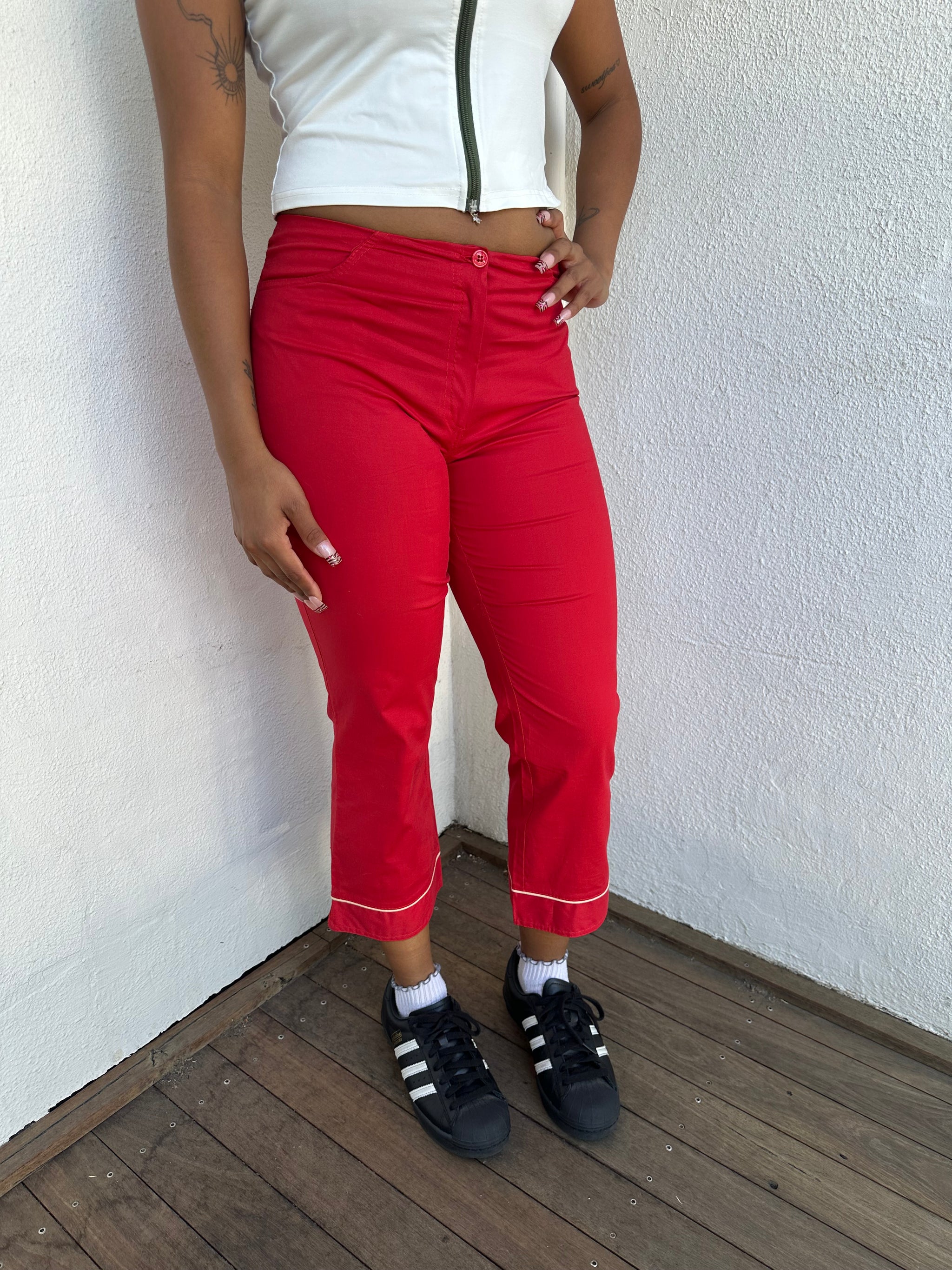 Red Y2K Cropped Pants - Size S