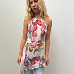 Colourful Paisley Print Sheer Top - Size M