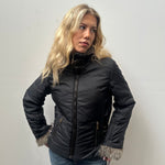Faux Fur Trimmed Black Puffer Coat- Size S