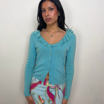 Moschino Turquoise Ruffle Cardigan - Size M