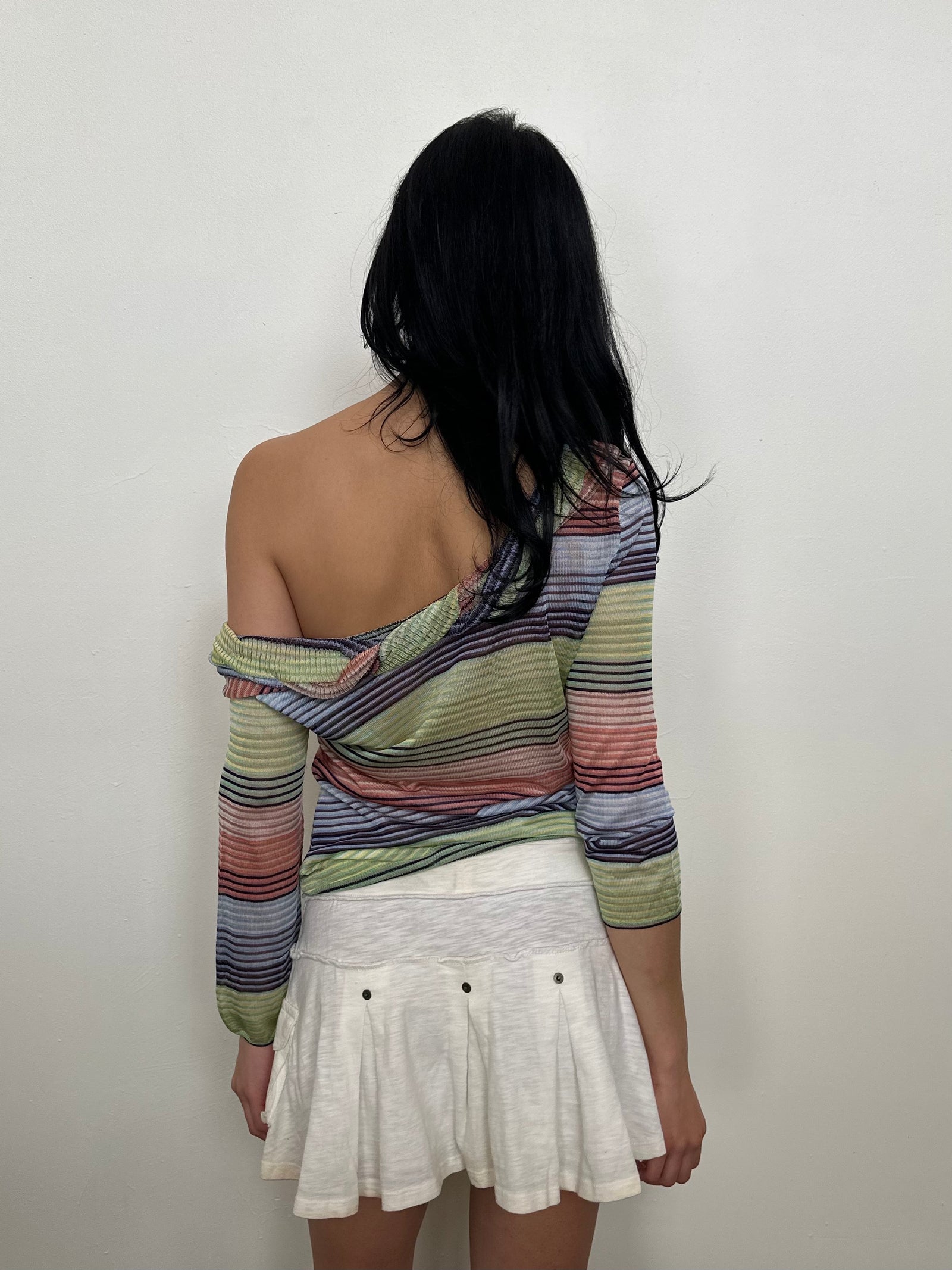 Missoni Multi Coloured Stripe Semi Sheer Top - Size M