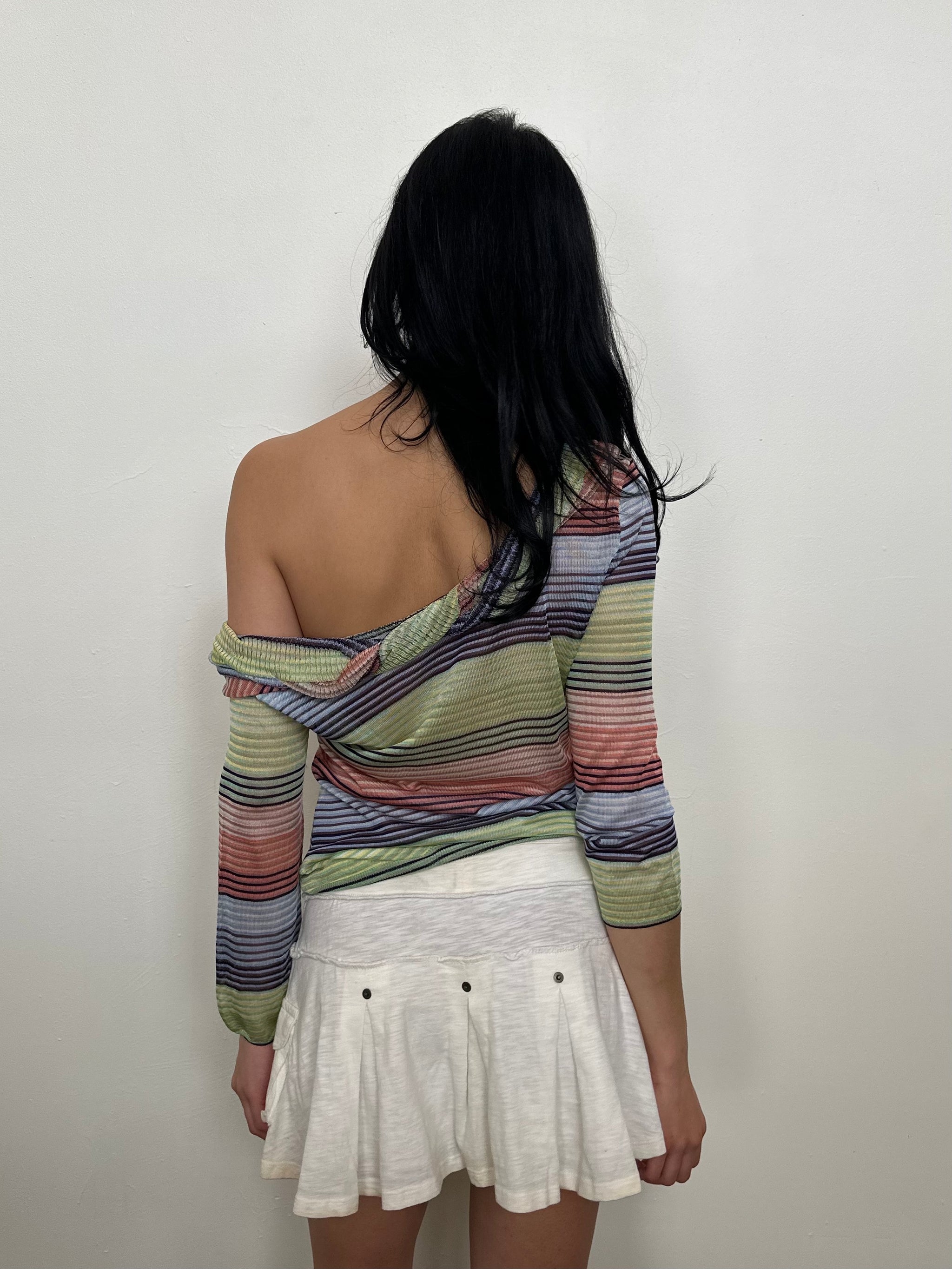 Missoni Multi Coloured Stripe Semi Sheer Top - Size M