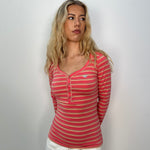 Hollister Pink Stripe Long Sleeve Top - Size S