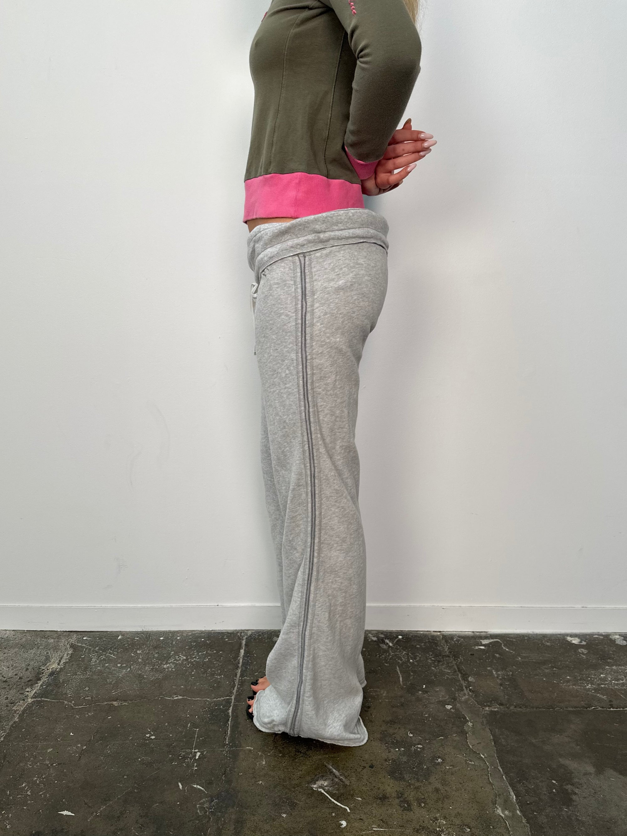 Holister Grey Foldover Track Pants - Size L