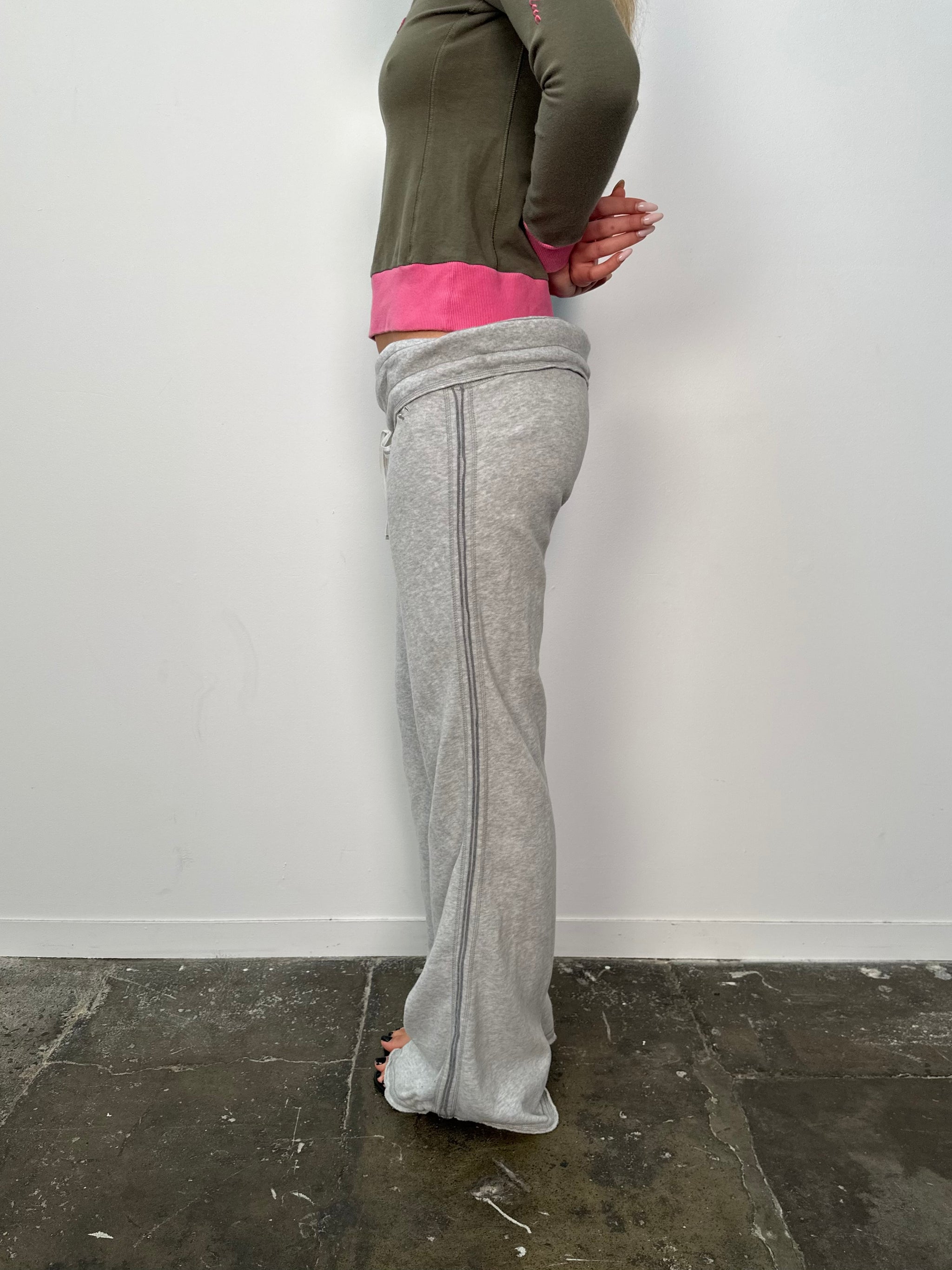 Holister Grey Foldover Track Pants - Size L