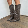 Brown Faux Leather Western Boots