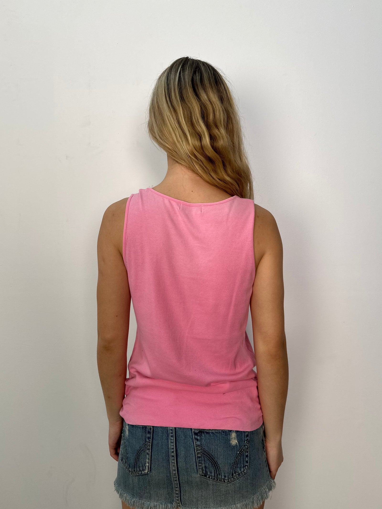 Flower Embroidered Vneck Tank Top - Size M