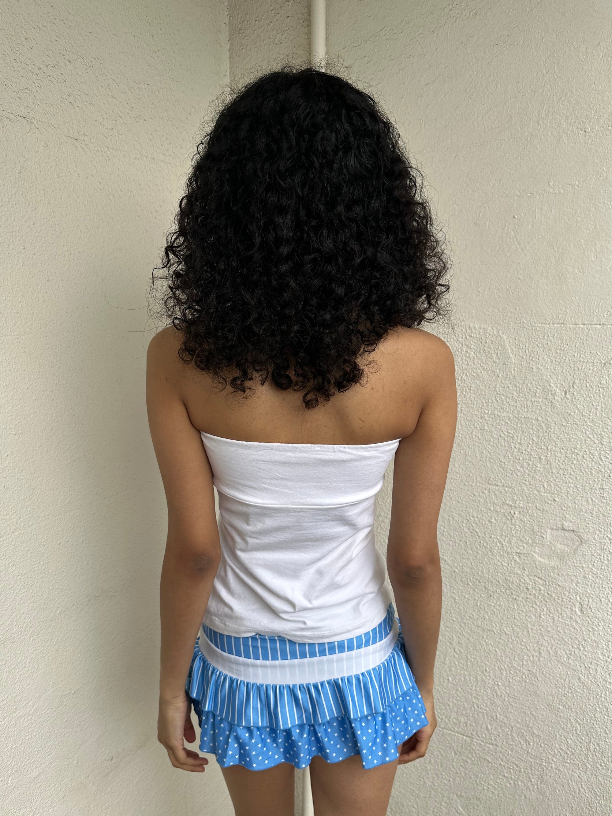 Y2K White Graphic Tube Top - Size S