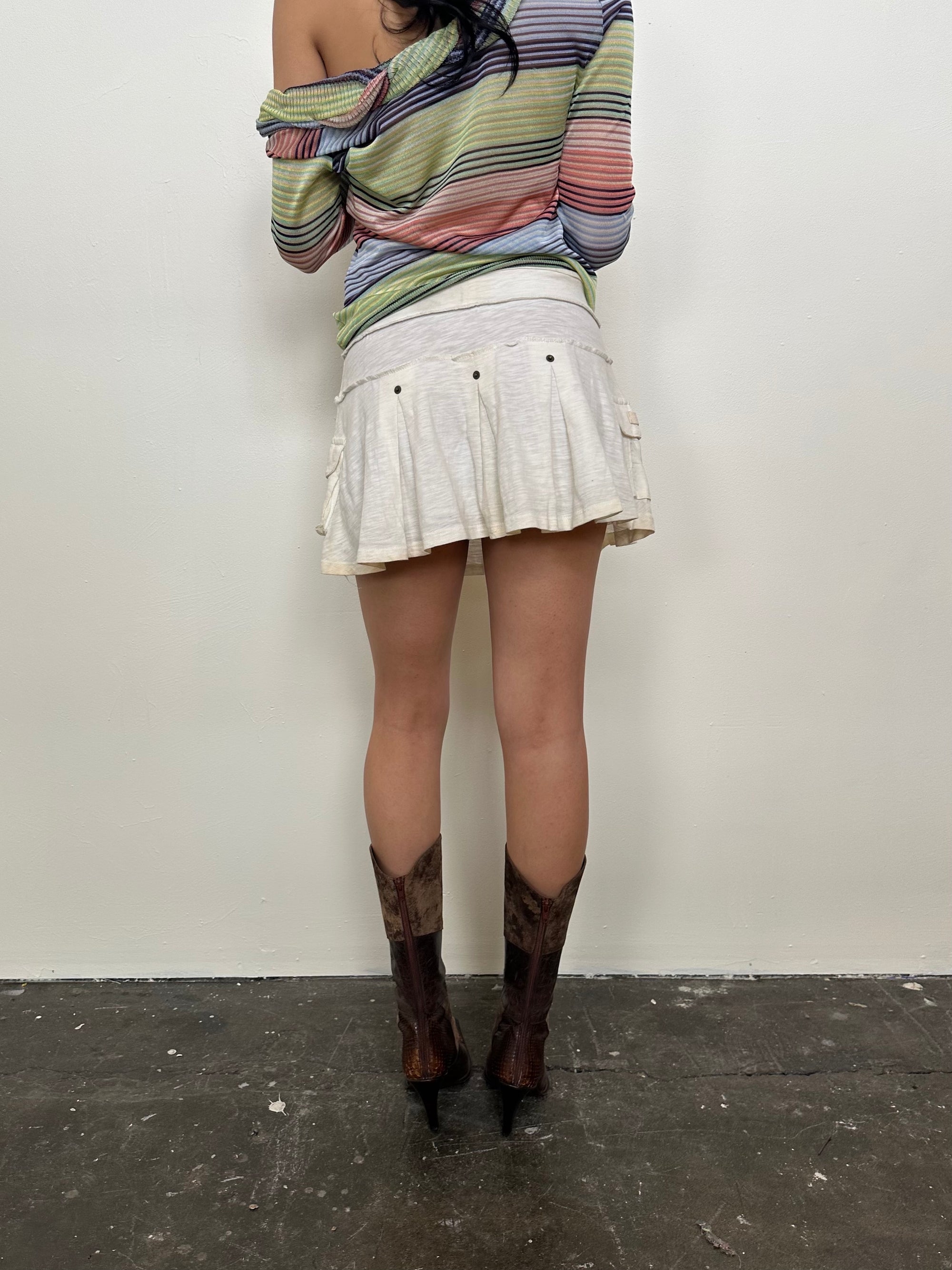 White Jersey Mini Skirt - Size XS