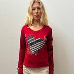 Desigual Red Graphic Long Sleeve Top - SIze L