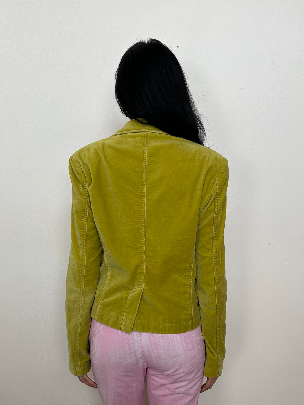 Guess Chartreuse Green Velour Blazer - Size L