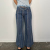 Low-rise Fine Stripe Blue Denim Wide Leg Jeans - Size M