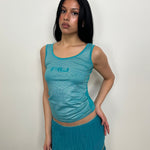 Shimmer Turquoise Graphic Tank Top - Size M