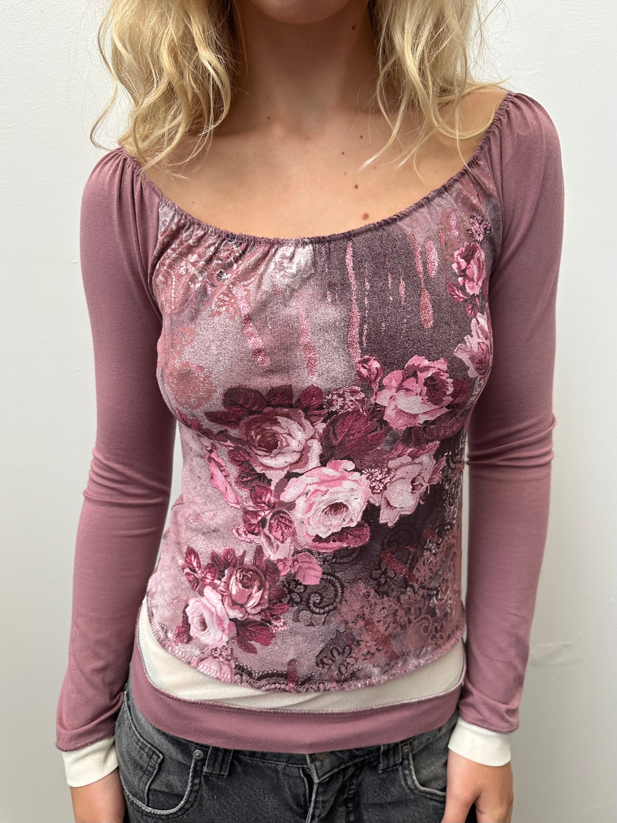 Morgan De Toi Pink Graphic Long Sleeve Top - Size S