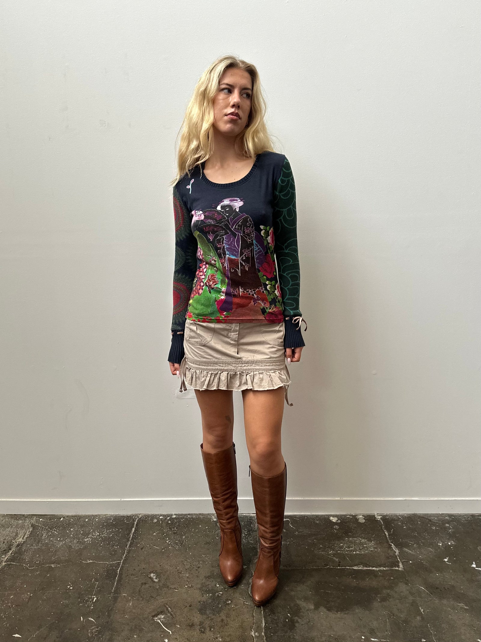 Desigual Multicoloured Graphic Top - Size M