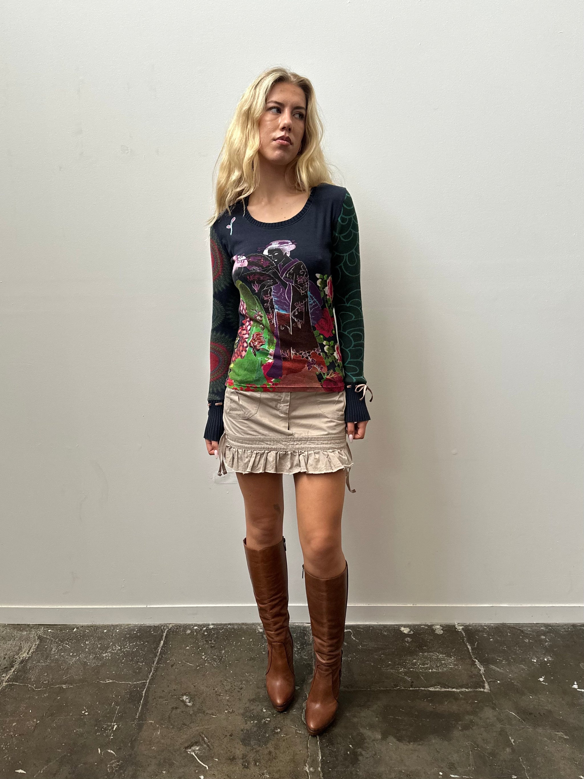 Desigual Multicoloured Graphic Top - Size M
