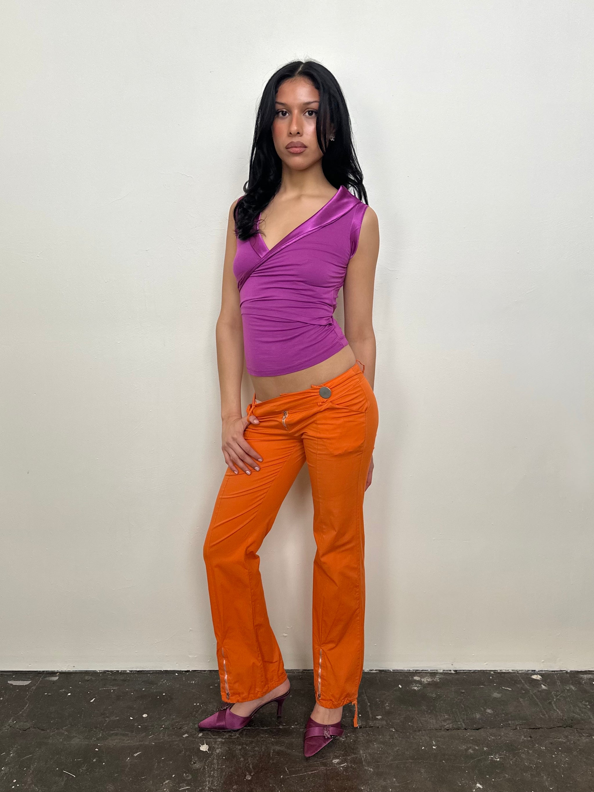 Orange Low-rise Cargo Pants - Size XS