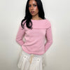 Baby Pink Asymmetric Collar Ribbed Jumper - Size S