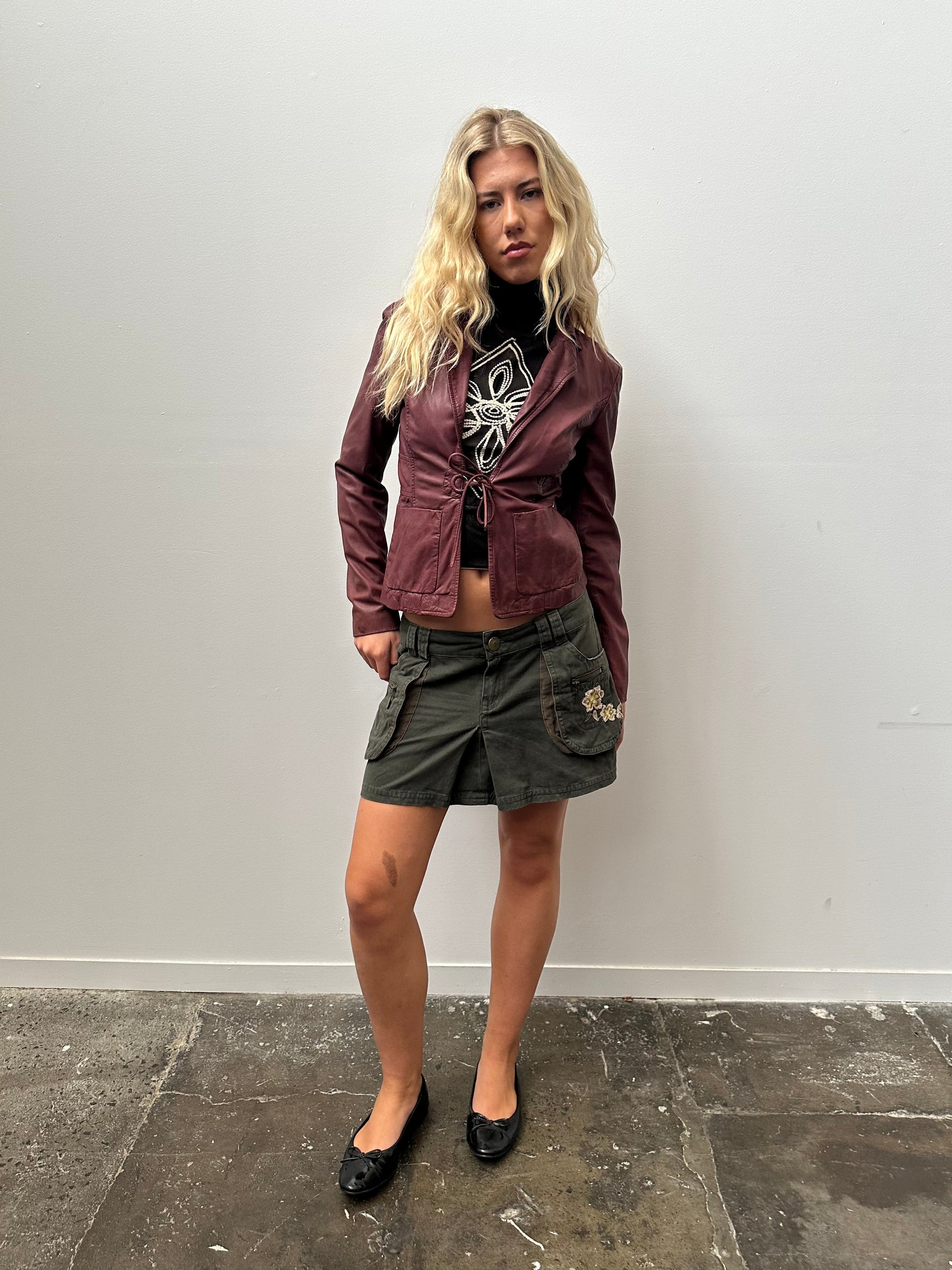 Burgundy Soft Leather Jacket - Size S
